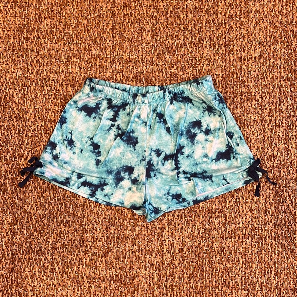 Justice ‘Oh So Soft’ teal/navy watercolor lounge shorts